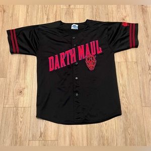 VTG 90s Lee Sport Darth Maul Baseball Jersey Men's M Black Star Wars Episode 1